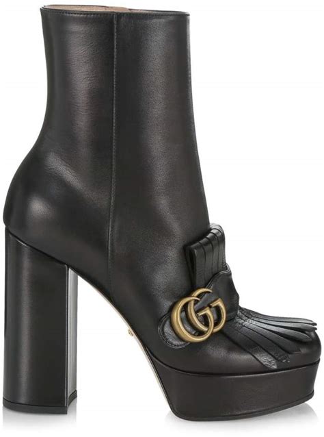 gucci leather platform ankle boot with fringe